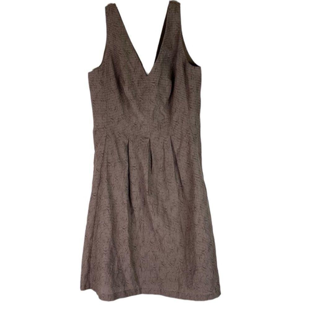 Nine West Dress Women’s Brown V Neck Sleeveless Pebbled Shimmer Fit & Flare 10